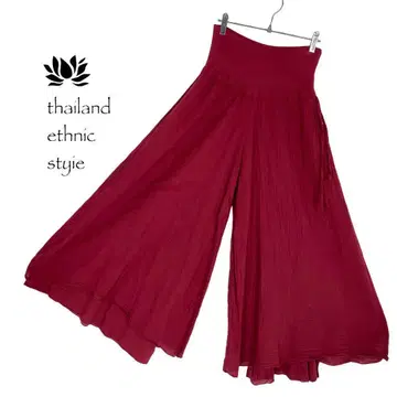 [새상품] 이중겹 와이드 팬츠 주름 코튼 가우초 팬츠 와인 D797-2