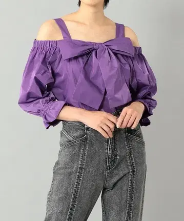 미사용 새상품 타프타 리본 탑