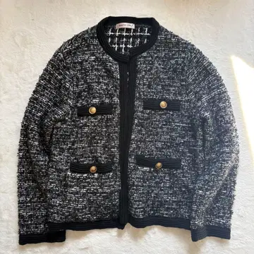Apuweiser-riche 트위드 조 자켓 골드 버튼 노카라