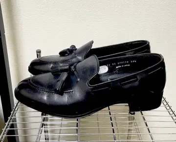 블랙 가죽 태슬 로퍼