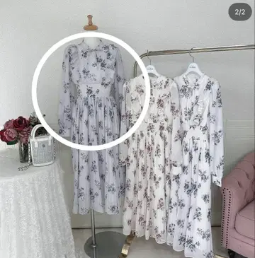 새상품급 evelyn 오리지널 꽃 롱 OP 블루 긴팔 꽃무늬 원피스