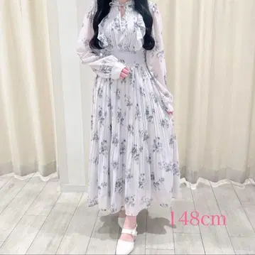 새상품급 evelyn 오리지널 꽃 롱 OP 블루 긴팔 꽃무늬 원피스