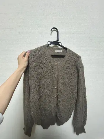 브라운 꽃 무늬 니트 가디건 구제 의류