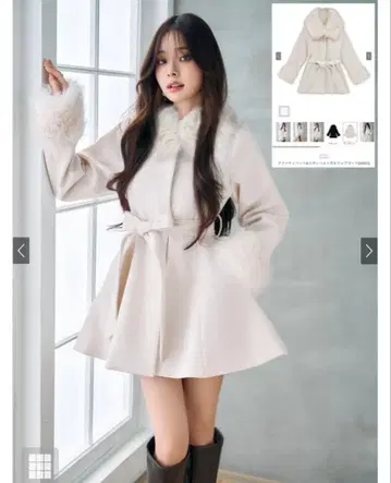 GRL 그레일 퍼 티펫&리본 벨트 플레어 코트[ze931]