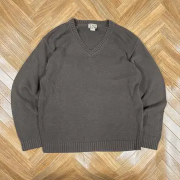 엘엘빈 V넥 스웨터 코튼 니트 llbean 브라운 M