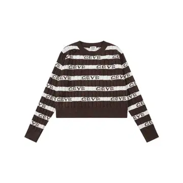 Grove 브라운 화이트 스트라이프 스웨터 긴팔