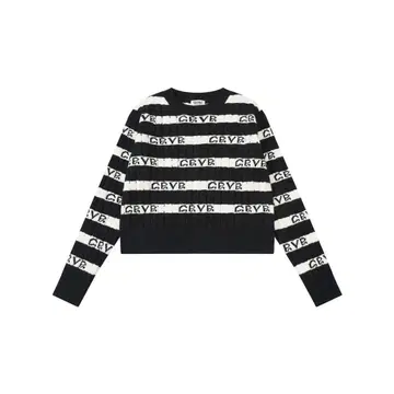 Grove 크롭 니트 스웨터 블랙 화이트 스트라이프