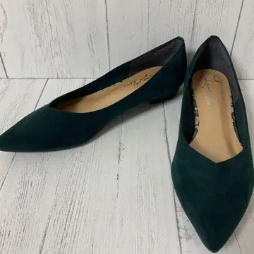 [컨디션 최상] 라우나레아 스틸레토 펌프스 V컷 그린 스웨이드