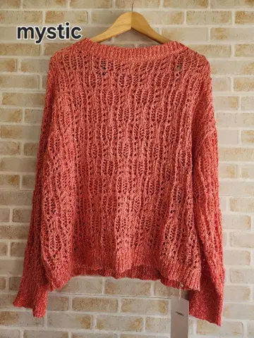 새상품 mystic 시스루 패턴 니트 핑크