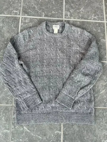 LL Bean 그레이 케이블 니트 스웨터 S