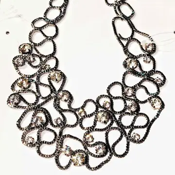 크리스탈 장식 루프 목걸이 빈티지 쇼와