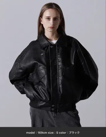 CLEL 빈티지 디자인 블루종 가죽 자켓