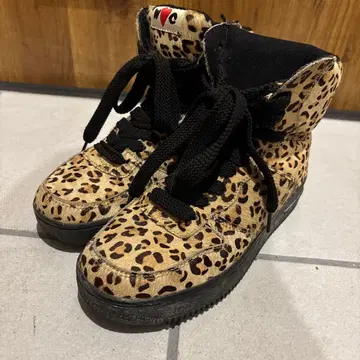 W C 레오파드 무늬 하이컷 스니커즈