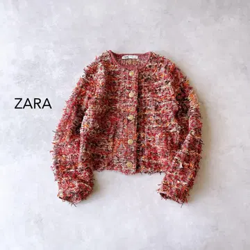 ZARA 자라 텍스처 니트 가디건 골드 버튼 트위드 겉옷 S