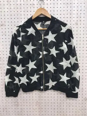 00년대 Y2K 구제 의류 별 올 패턴 프린트 집업 메쉬 자켓