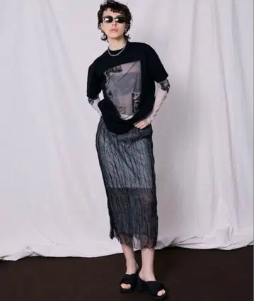 maison special 시어 레이어드 와셔 스커트