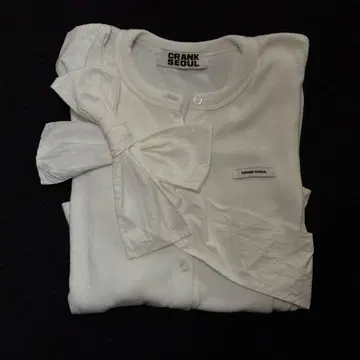 CRANK 리본 니트 가디건 화이트 white