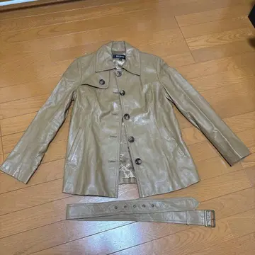 베이지 가죽 자켓 천연 가죽 mujent