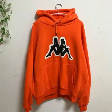 후드 부착 후드티 실루엣 로고 카파 여성용 남성용 오렌지 속기모