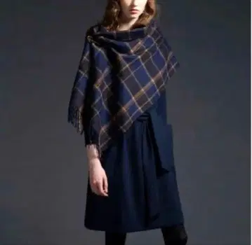 23구 캐시미어 스톨 네이비 체크 캐시미어