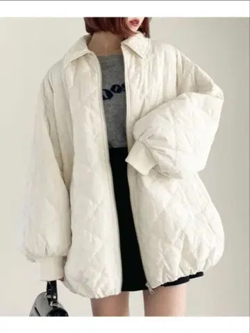 Heather 에어 서멀 퀼팅 블루종 아이보리