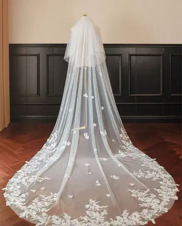 자수 롱 웨딩 베일