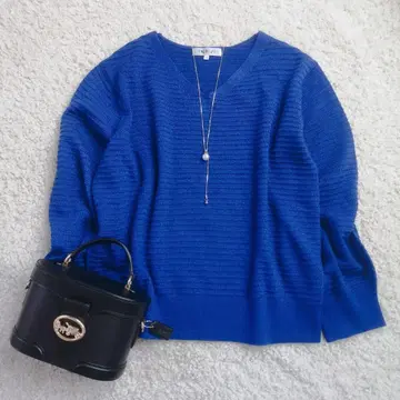 새상품급 인디비 빅 사이즈 3L 15 블루 라메 믹스 니트