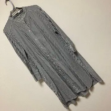 라핀 블루 스트라이프 패턴 셔츠 원피스 (긴팔) 46