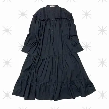 unminou 앙미누 요크 프릴 셔츠 드레스 블랙 롱 원피스