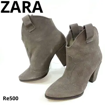 자라 숏부츠 스틸레토 스웨이드 청키힐 EU37