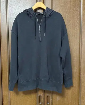 새상품급 유니클로 플러스J 드라이 맨투맨 하프 지퍼 후드티 M 남녀 공용