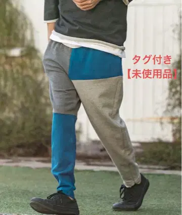 택 포함 [ 미사용품 ] 패치워크 벌룬 스웨트 팬츠