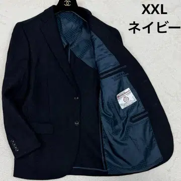 XXL 해리스 트위드 테일러드 자켓 네이비 싱글 2B 3L