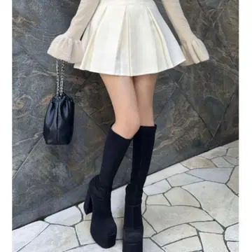 다리치 하이웨스트 박스 미니 스커트