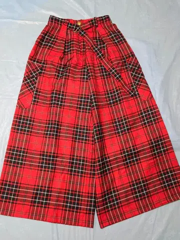 새상품급 케이타 마루야마 타탄 체크 와이드 카고 팬츠 레드