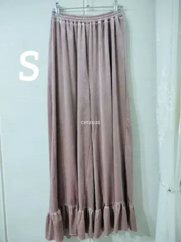 S 마담 노크턴 룸웨어 핑크 벨로아 프릴 팬츠 쿠루미 시마무라