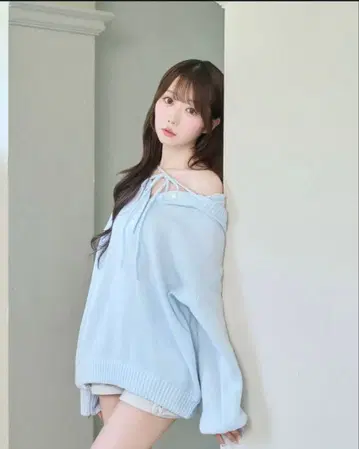 RoseMuse 로제뮤즈 Mohair knit hoodie sax