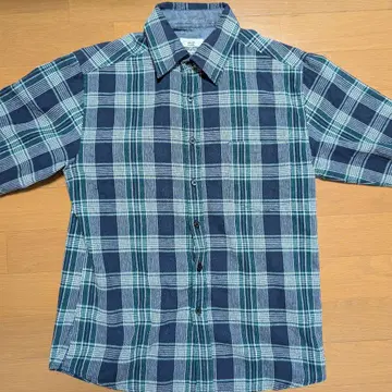 플란넬 셔츠 체크 무늬 네이비 그린 워크