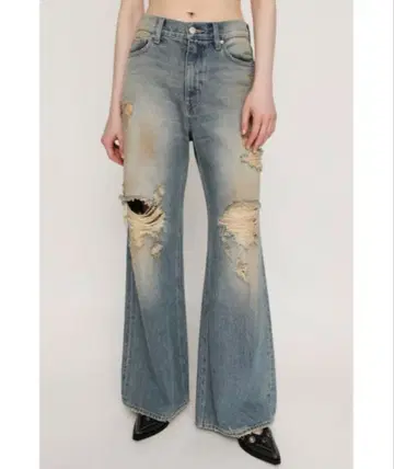 [ 새상품급 ] 슬라이 데님 와이드 플레어 라이트 블루 여성용 하이웨스트