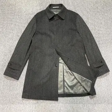 캐시미어 혼방 양모 스텐카라 코트 미들 기장 다크 그레이 M