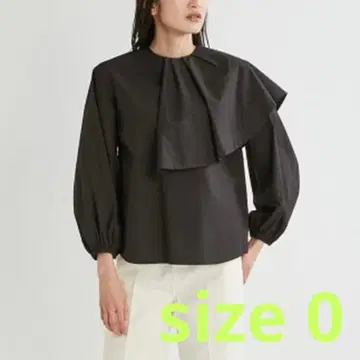 미라 오웬 넥프릴 드레이프 퍼프슬리브 블라우스