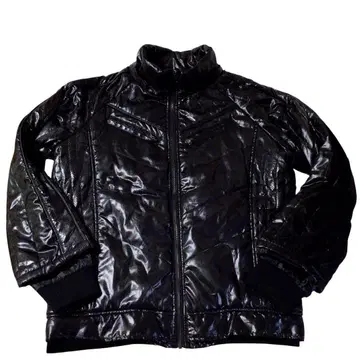 00s archive 인조 가죽 절개 다운 자켓 Y2K 블랙 LL