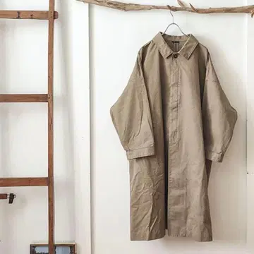 [ ICHI ] 그리 스톤 트윌 롱 코트 베이지