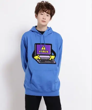 MILK BOY VIRUS 후드티 바이러스 라이트 블루 프리 사이즈