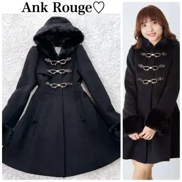 새상품급 앙크루즈 본비트 도리 더플 코트 리본 프릴 M 블랙