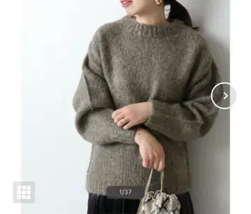 미사용 새상품 울 모헤어 크루넥 풀오버 그레이