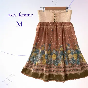 엑시즈팜 / 하이웨스트 플레어 스커트 쉬폰 스커트 꽃무늬 도트