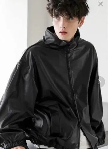 astronomy 블랙 합성 피혁 가죽 저리 블루종