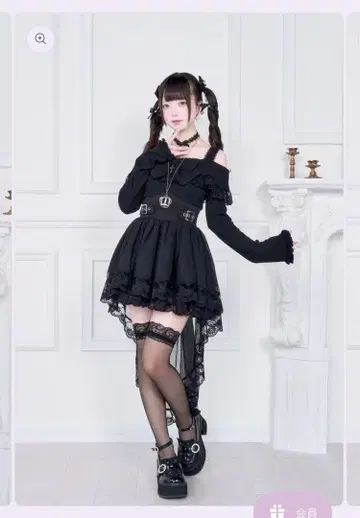 Nogenki 롱테일 절개 원피스 블랙