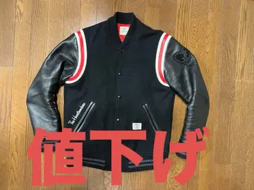 베드윈&하트브레이커즈 바시티 자켓 울 가죽 블랙 레드 구제 의류